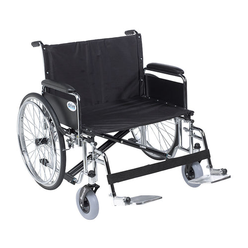 Drive Medical STD30ECDFA-SF Sentra EC Heavy Duty Extra Wide Wheelchair, Detachable Full Arms, Swing away Footrests, 30" Seat